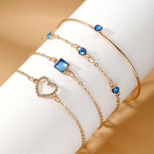 Bratara dama, set 4 bucati, model versatil, pandantive elegante multiple, tematica lovely lady, albastru
