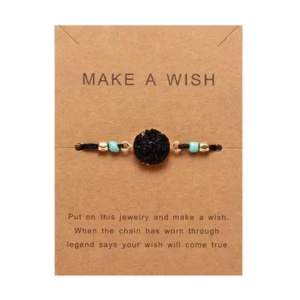 Bratara dama, sfoara, reglabila, model make a wish, accesoriu rotund, neagra