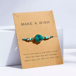 Bratara dama, sfoara, reglabila, model make a wish, accesoriu rotund, albastra - Img 2
