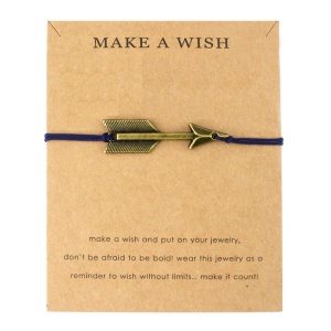 Bratara make a wish, tip sfoara, pandantiv sageata cu snur albastru, unisex