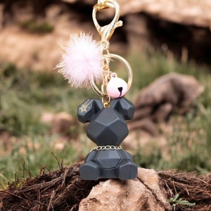 Breloc, model cu iepuras fashion, accesorii cute si zgomotoase, prindere sigura cu inel si carlig, tematica happy life rabbit, unisex, negru - Img 2