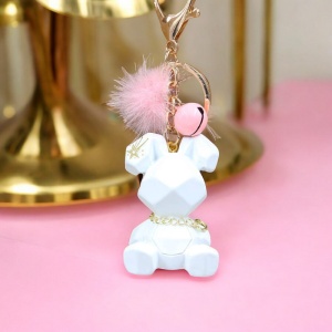 Breloc, model cu iepuras fashion, accesorii cute si zgomotoase, prindere sigura cu inel si carlig, tematica happy life rabbit, unisex, alb - Img 3