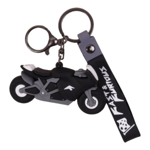 Breloc, model cu motocicleta, prindere cu carlig si inel, accesoriu decorativ asortat, tematica fast and furious, unisex, negru