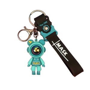 Breloc, model cu omulet simpatic tip cosmonaut, accesoriu decorativ asortat, prindere cu inel si carlig, tematica space man, unisex, verde