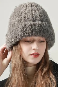 Caciula dama, model calduros pufos, tematica enjoy the snow, marime universala, gri - Img 2