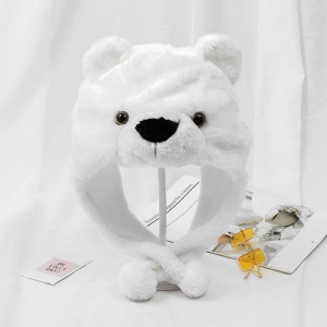 Caciula pentru copii, calduroasa, model ursulet polar hazliu, urechi lungi, tematica I’m a fancy little bear, 3 – 12 ani, alba - Img 2
