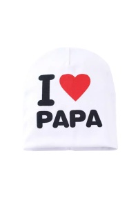 Caciula pentru copii, model “I love papa”, calduroasa si cool, alba, marime universala
