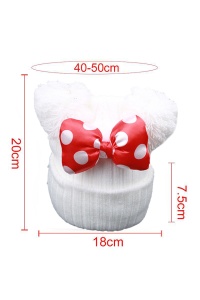 Caciula pentru copii, model cu urechiuse pom pom si funda chic, marime universala, alba - Img 4