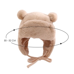 Caciula pentru copii, model cu urechiuse si prindere reglabila, usor elastica la spate, tematica I’m a fluffy bear, 3 – 6 ani, maro deschis - Img 4