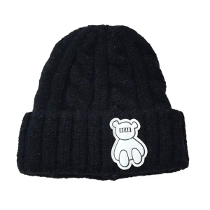 Caciula pentru copii, model moale si calduroasa, tematica happy bear world, 3 – 10 ani, neagra