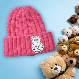 Caciula pentru copii, model moale si calduroasa, tematica happy bear world, 3 – 10 ani, roz aprins - Img 3