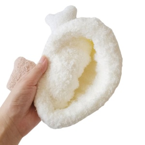 Caciula pentru copii, set doua piese, model cu urechiuse si fular asortat, tematica ursulet prietenos, 1 – 3 ani, bej - Img 3