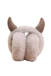 Casti de protectie urechi impotriva frigului si a vantului pentru femei, model calduros pliabil cu cornite, tematica Santa’s little devil, marime universala, maro