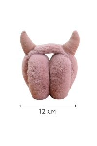 Casti de protectie urechi impotriva frigului si a vantului pentru femei, model calduros pliabil cu cornite, tematica Santa’s little devil, marime universala, roz inchis - Img 3