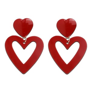 Cercei dama cu inimioare, model fashion elegant, tematica feel the love, rosii