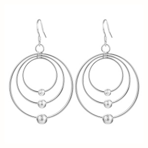 Cercei dama, model minimalist abstract, design trendy cu cercuri si accesorii multiple, tematica fancy and cool, argintii