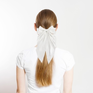 Clama de par tip ac, model cu funda ampla eleganta ponytail, alba - Img 2