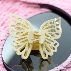 Cleste de par, prinde puternica, model voluminos fluture elegant, tematica I love butterfly, bej - Img 4
