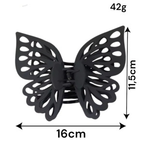 Cleste de par, prinde puternica, model voluminos fluture elegant, tematica I love butterfly, negru - Img 2