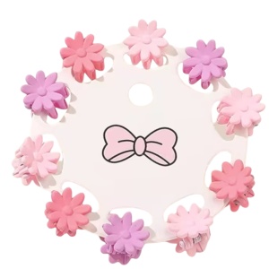 Clesti de par, set 10 bucati, model minimalist, prindere puternica, floricele delicate, M2, tematica happy life, roz deschis