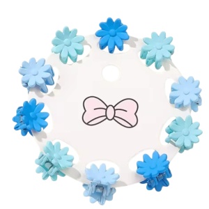 Clesti de par, set 10 bucati, model minimalist, prindere puternica, floricele delicate, M2, tematica happy life, albastru