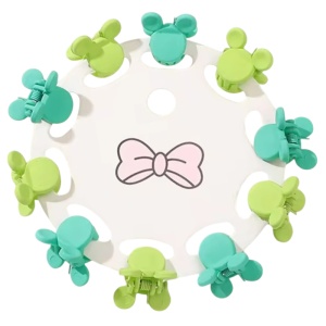 Clesti de par, set 10 bucati, model minimalist, prindere puternica, soricei veseli, tematica happy day, verde