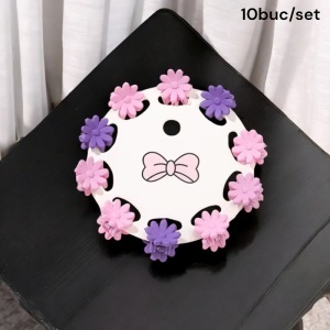 Clesti de par, set 10 bucati, model minimalist, prindere puternica, floricele delicate, M2, tematica happy life, mov - Img 2
