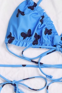 Costum de baie dama, 2 piese, model sexy summer fantezie cu fluturasi albastru - Img 4