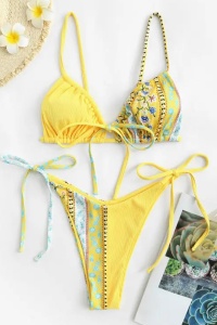 Costum de baie dama, 2 piese, model sunny summer galben - Img 4