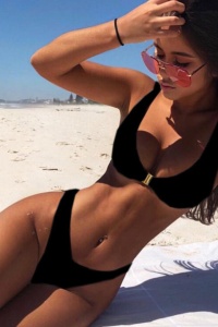 Costum de baie dama, negru, 2 piese, slip brazilian si sutien reglabil RO - Img 3