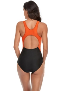 Costum de baie dama, o piesa, model sportiv, M2, decupaj la spate portocaliu - Img 2