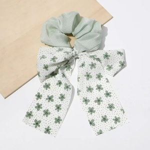 Elastic de par, model funda colorata, imprimeu floral, verde - Img 2
