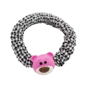Elastic de par, negru cu ursulet roz