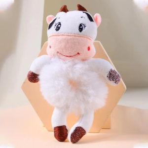 Elastic par, model animalute fericite, accesoriu vacuta, alb - Img 2