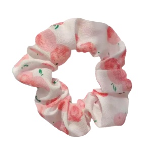 Elastic pentru par, model fructe delicioase, alba transparent cu mere roz