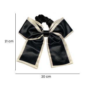 Elastic pentru par, model funda satinata, neagru - Img 2