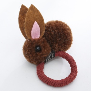 Elastic pentru par, model iepuras handmade, maro - Img 3