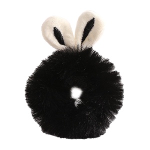 Elastic pentru par, model iepuras pufos cu urechi, negru