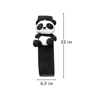 Husa de protectie pentru centura de siguranta auto, pentru copii, model lumea animalelor, din material textil, prindere cu scai velcro, ursulet panda prietenos, alb cu negru - Img 4