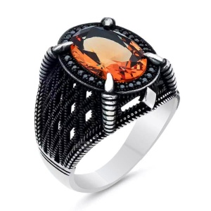 Inel cu cristal, model pasare pradatoare, tematica bird claw, marime universala, reglabil, unisex, negru, - Img 3
