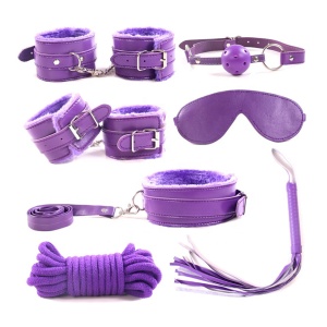 Jucarii erotice, set 7 piese accesorii incitante, delicate si sigure, tematica time for sins, model fun starts now, reglabile, mov