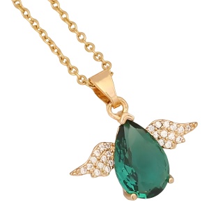 Lant dama, pandantiv ingeras cu aripi, model delicat elegant, tematica fancy angel, verde