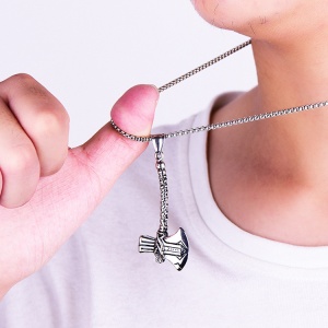 Lant mitologie nordica, cu pandantiv toporul lui Thor Stormbreaker, unisex, argintiu, - Img 3