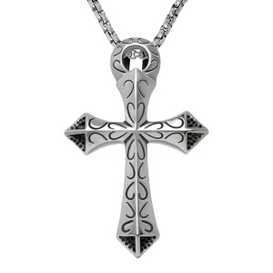 Lant model egiptean, cu pandantiv cruce, unisex, argintiu,