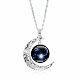 Lant zodiac constelatie capricorn, argintiu, dama