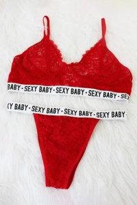 Lenjerie sexy, set 2 piese, sutien si chilot brazilian, model sexy baby, dantela, rosu - Img 4