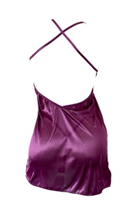 Lenjerie sexy tip neglijeu din satin mov - Img 2