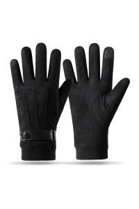 Manusi barbati, model calduros cu manseta dubla, captuseala calduroasa, tematica men winter essentials, marime universala, negru - Img 2