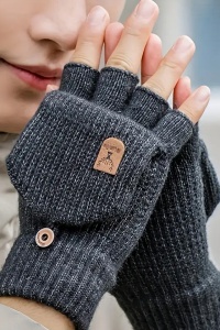 Manusi barbati, model super practic cu capac, prindere cu nasture, tematica warm touch, marime universala, gri inchis - Img 2