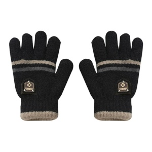 Manusi copii, model chic cu manseta elastica, tematica classy winter, marime 8 – 10 ani, negre